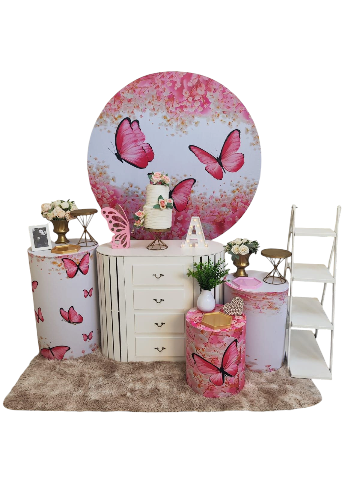 Borboleta Rosa Kit Ouro