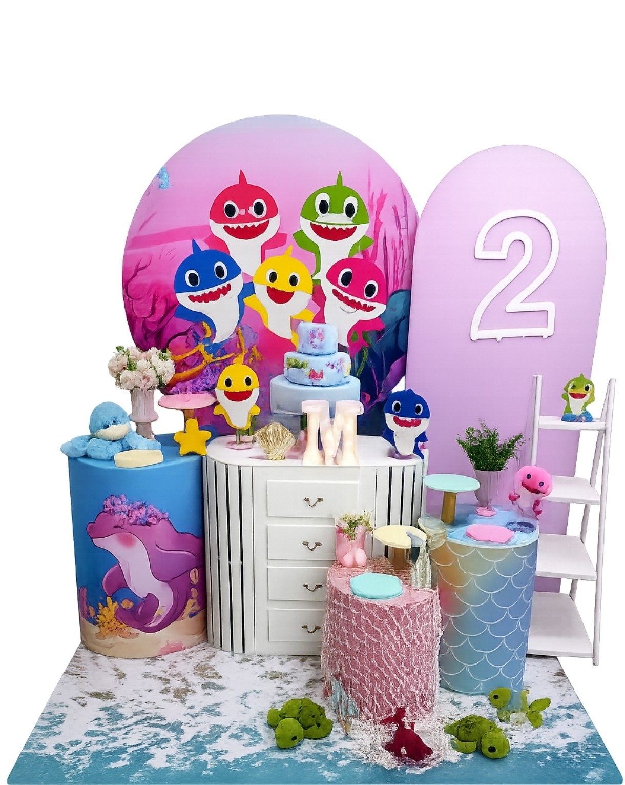 Baby Shark Menina Capa 2 Kit Diamante