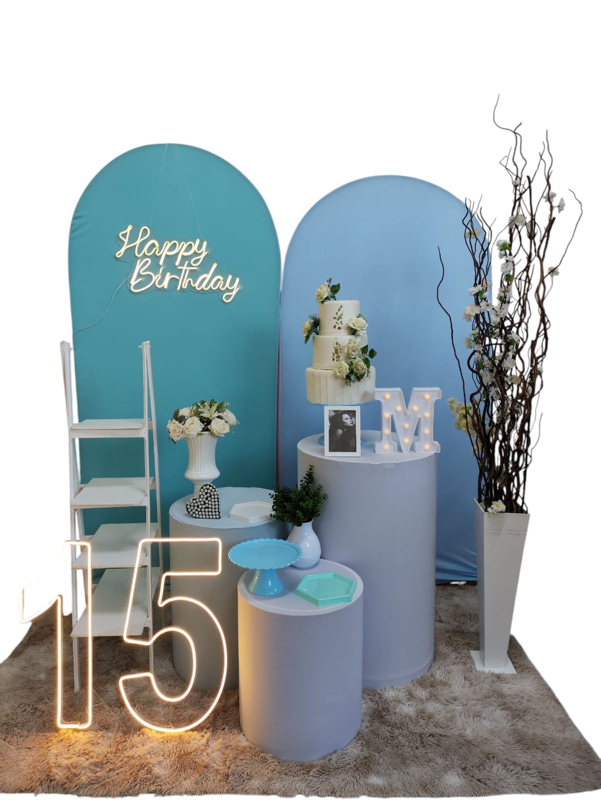 Azul Claro, tiffany e branco Feminino Kit Dia