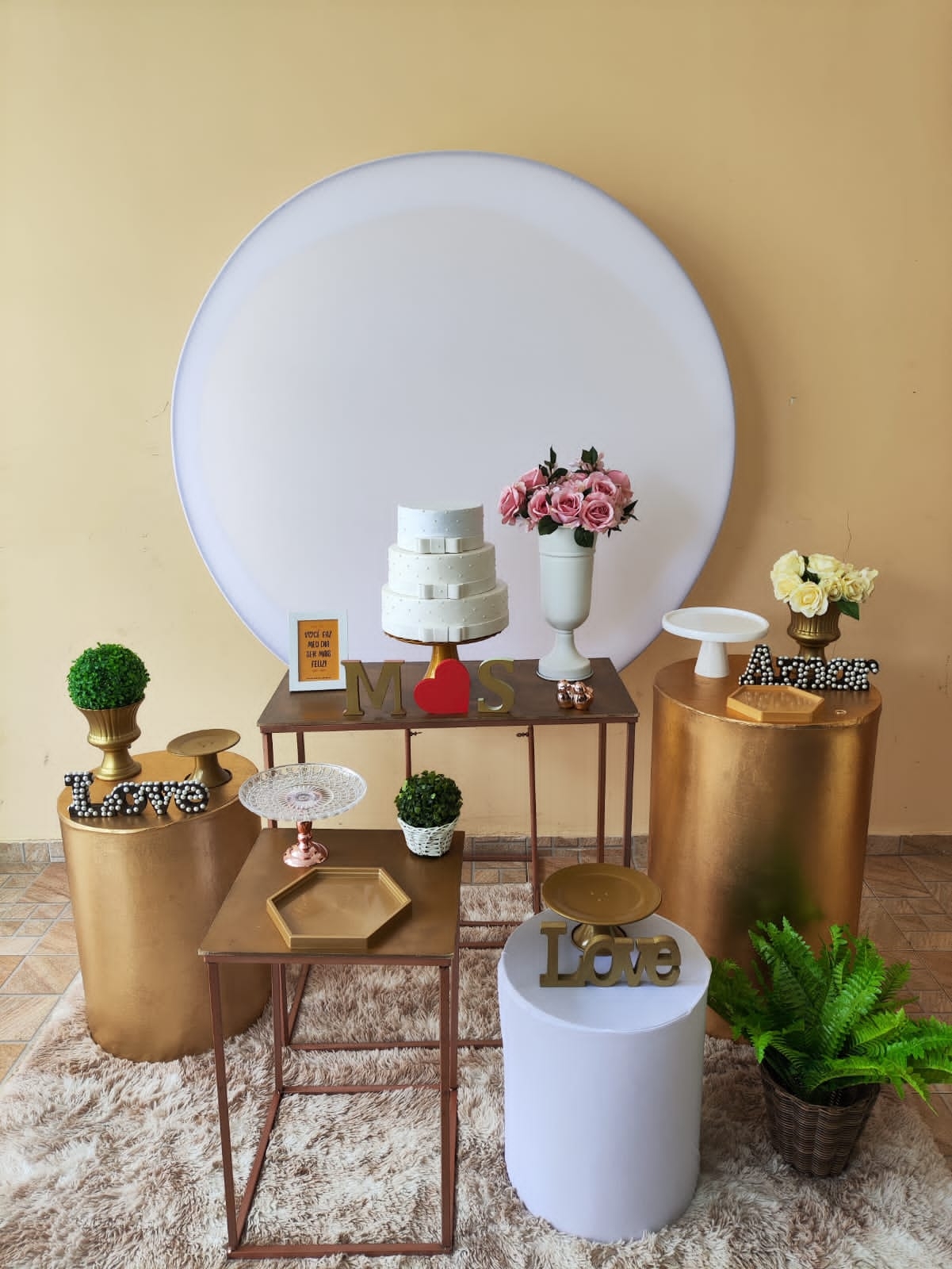 Casamento e Noivado Branco com Dourado Kit Di