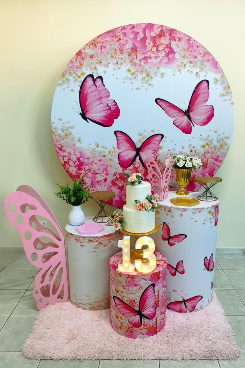 Borboleta Rosa Kit Prata