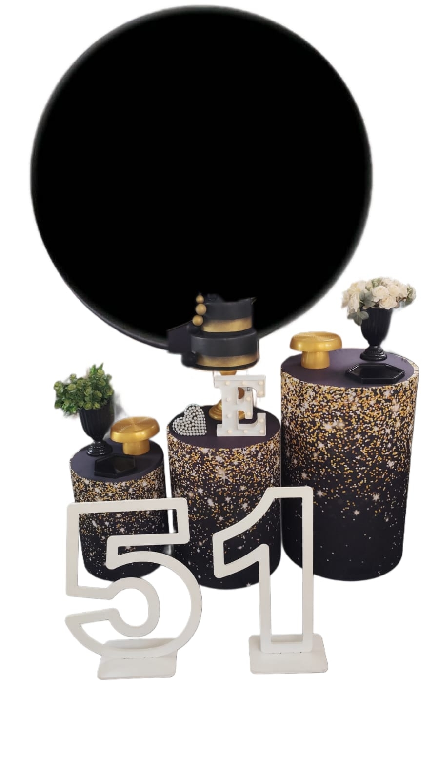 Preto com Dourado Feminino Kit Prata 