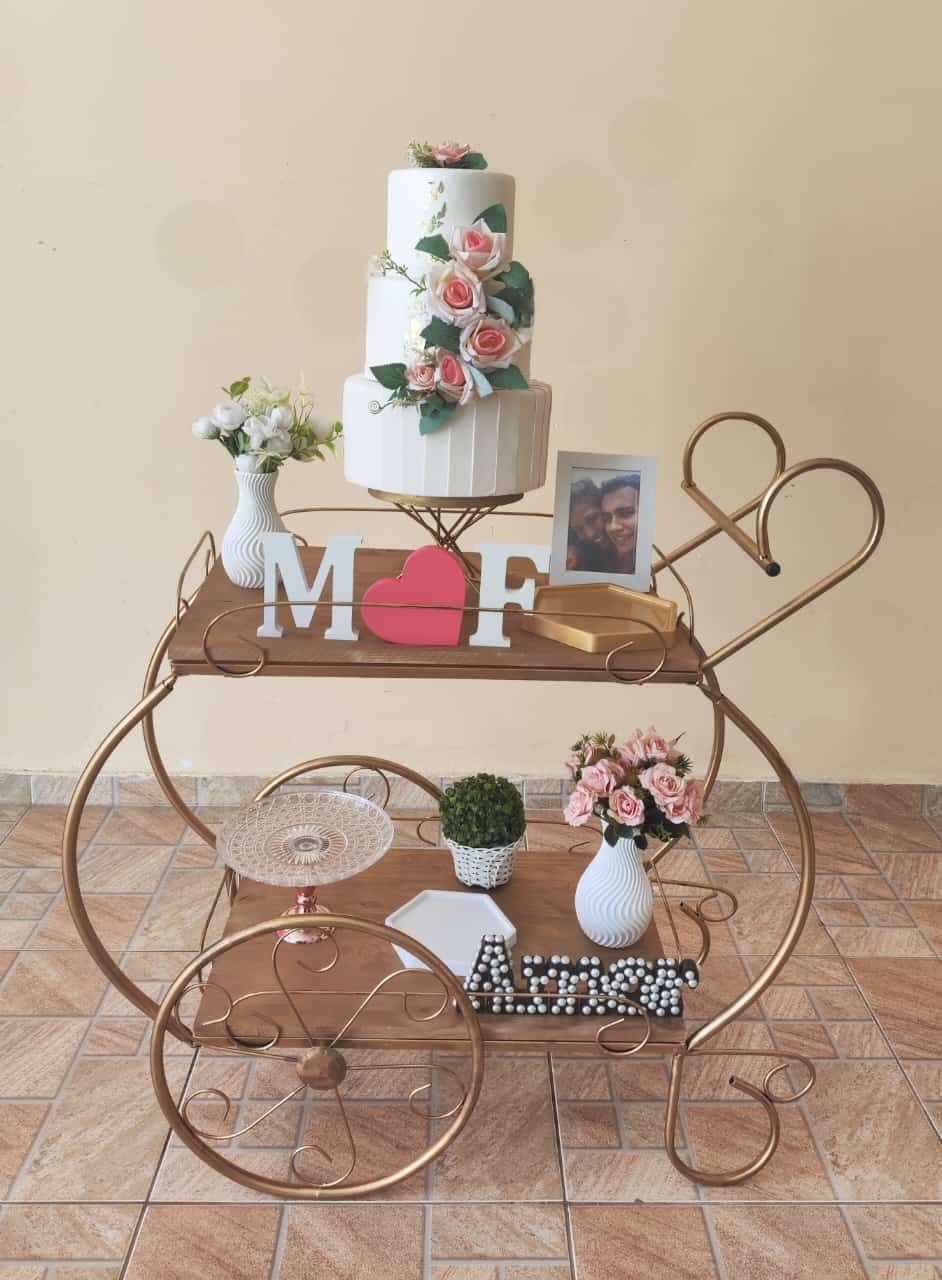 Casamento e Noivado Carrinho de chá Kit Ouro