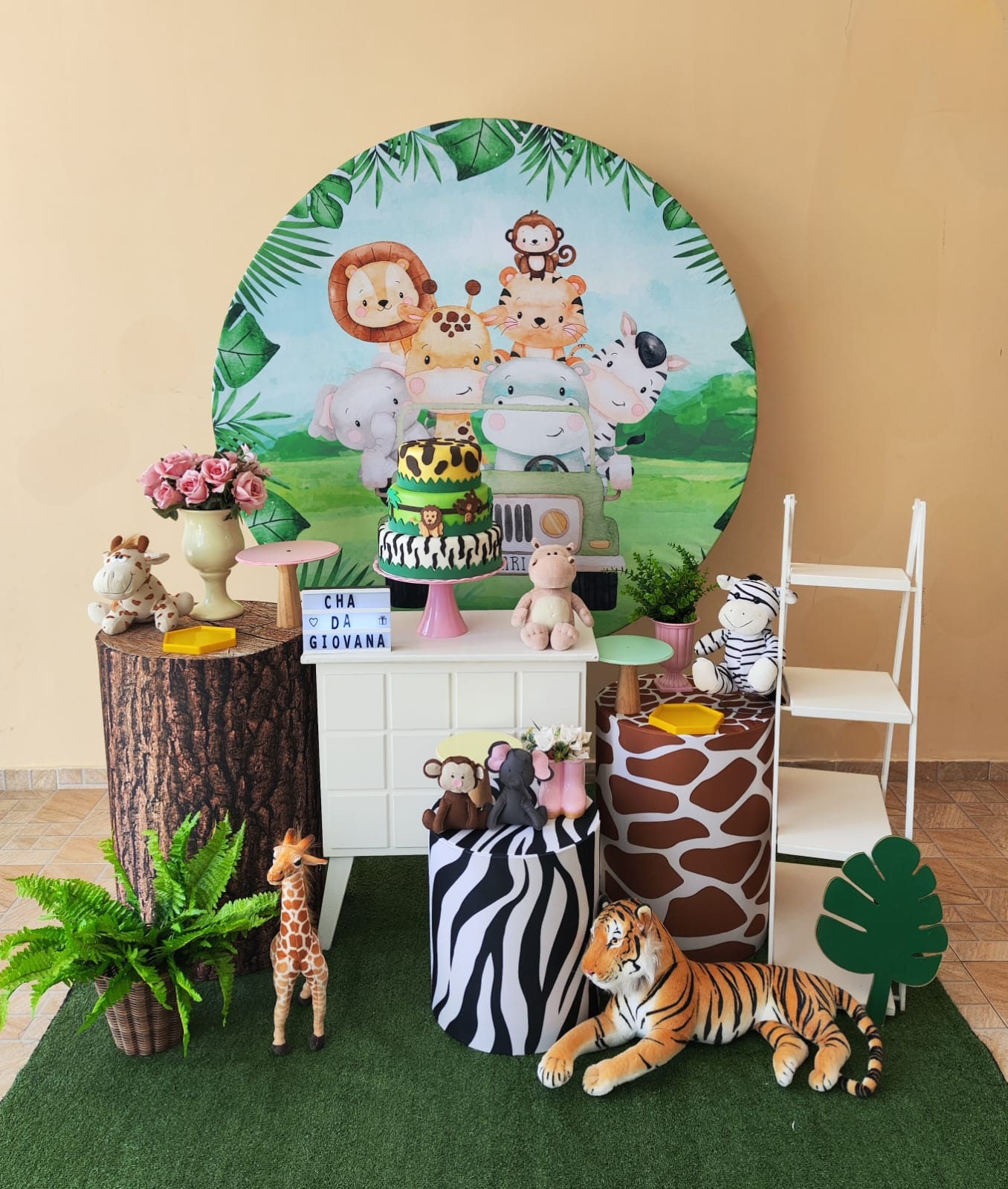 Chá de Bebê Menina Safari  Capa Verde Kit Our