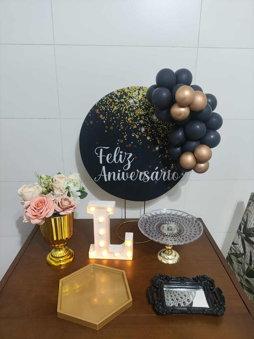 Preto com dourado Feminino Mini Kit