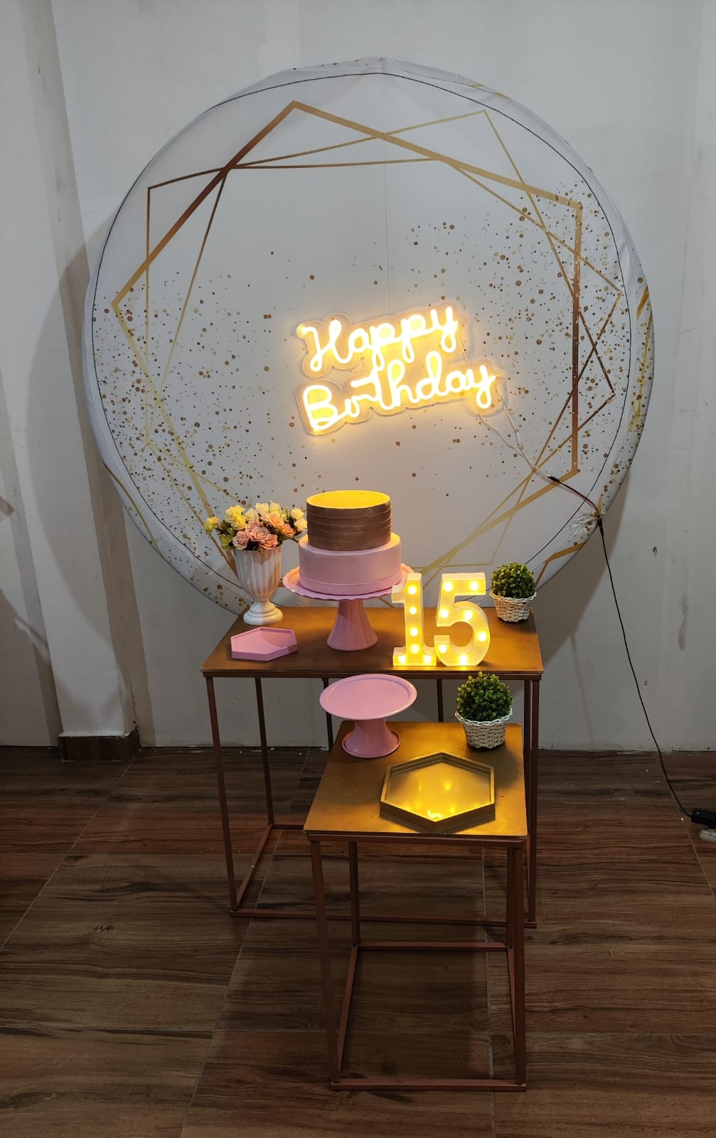 Aniversário Branco Dourado e Rosa Kit ouro	