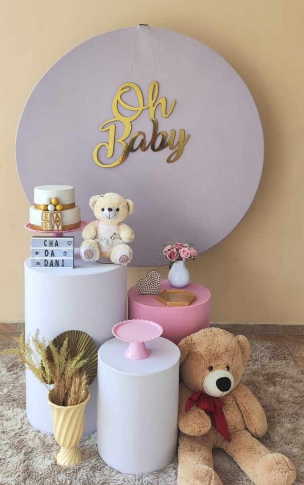 Chá de Bebê Menina Capa Rosa Kit Bronze I