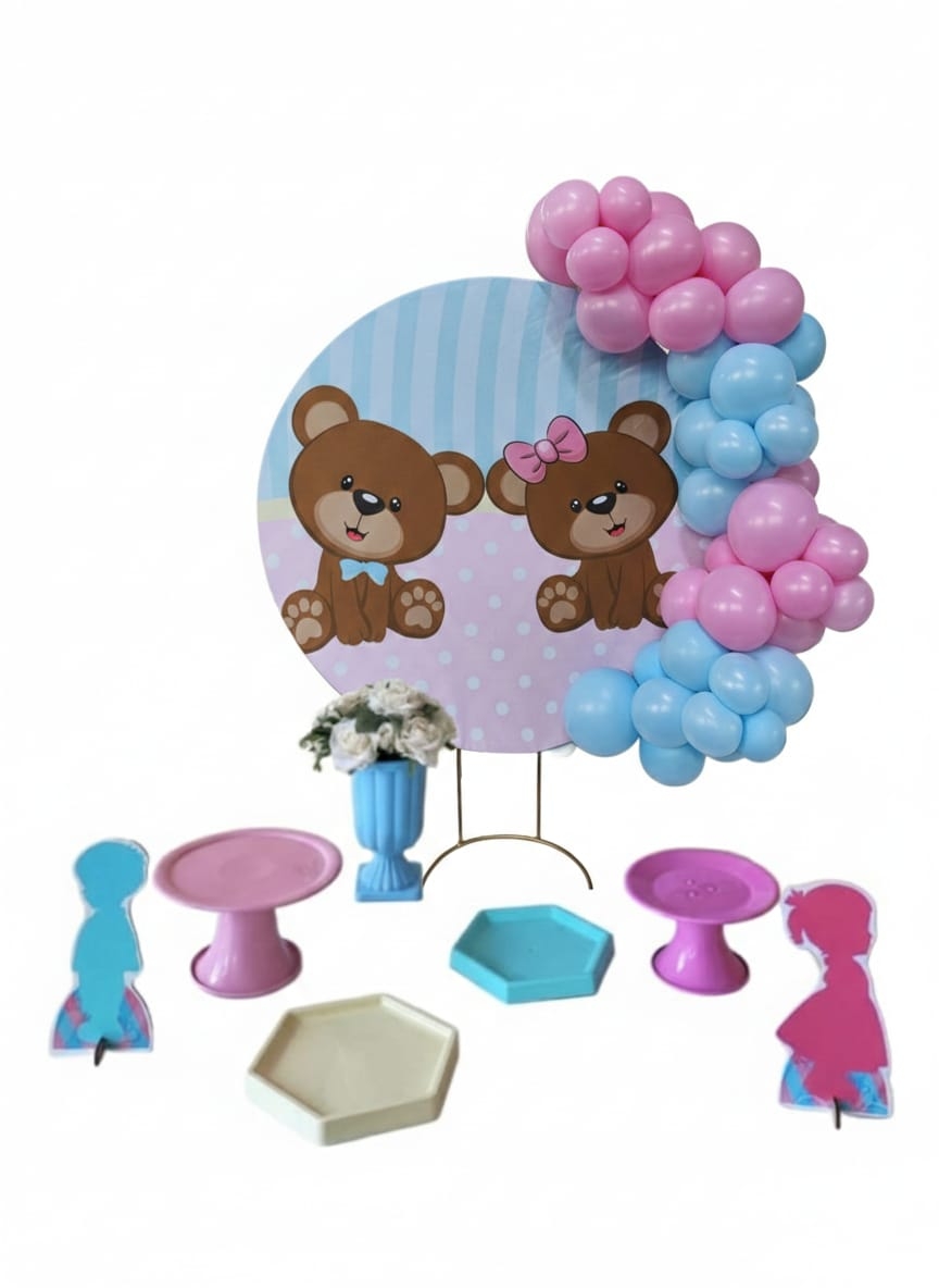 Chá Revelação Urso Rosa e Azul Mini Kit com b