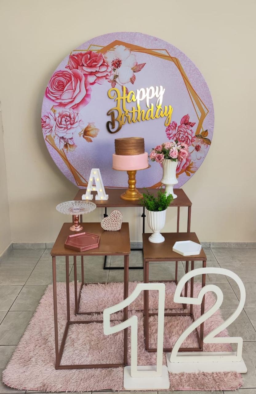 Floral Fundo Rosa com Dourado Kit Ouro