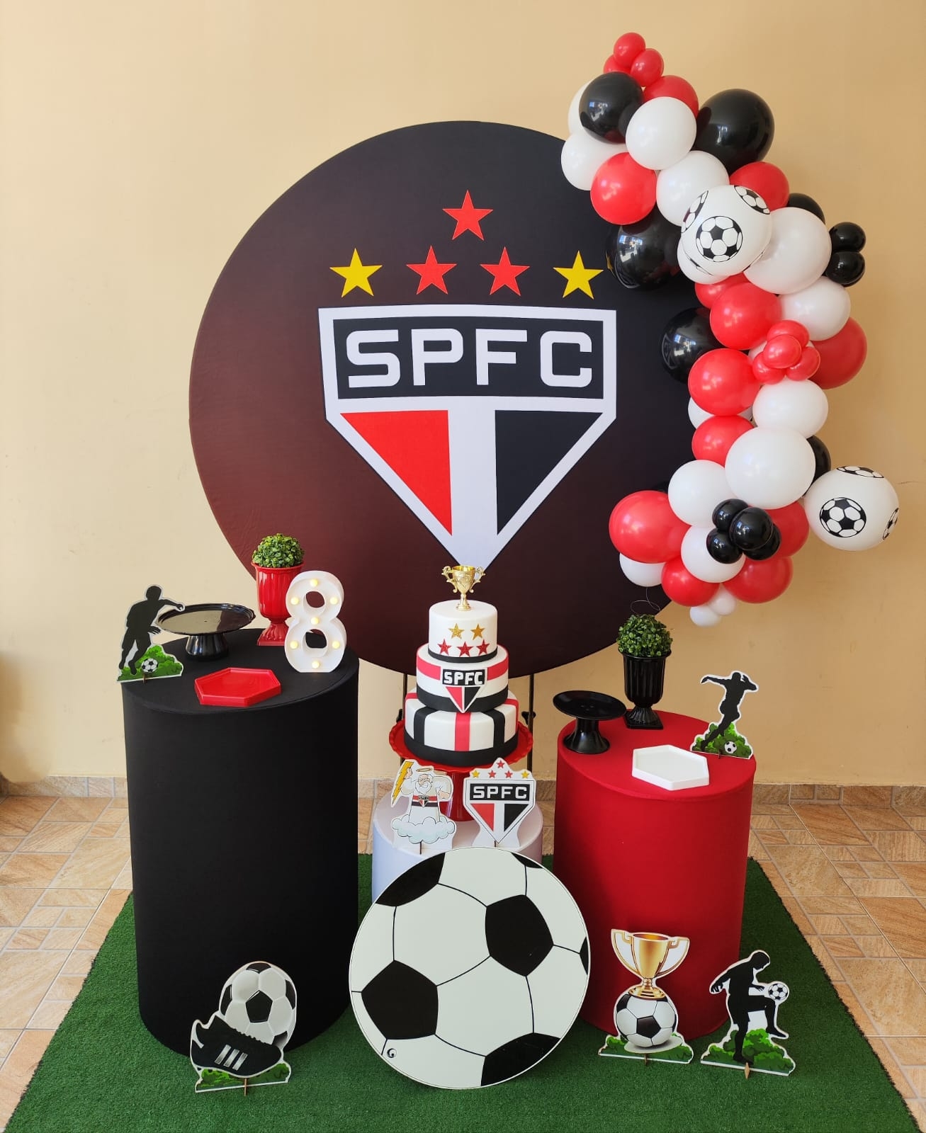 Futebol São Paulo com bexigas Kit Bronze II