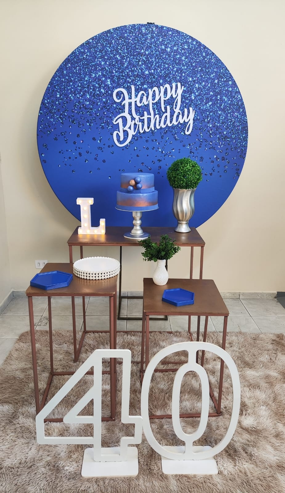 Azul com Glitter Masculino Kit Ouro