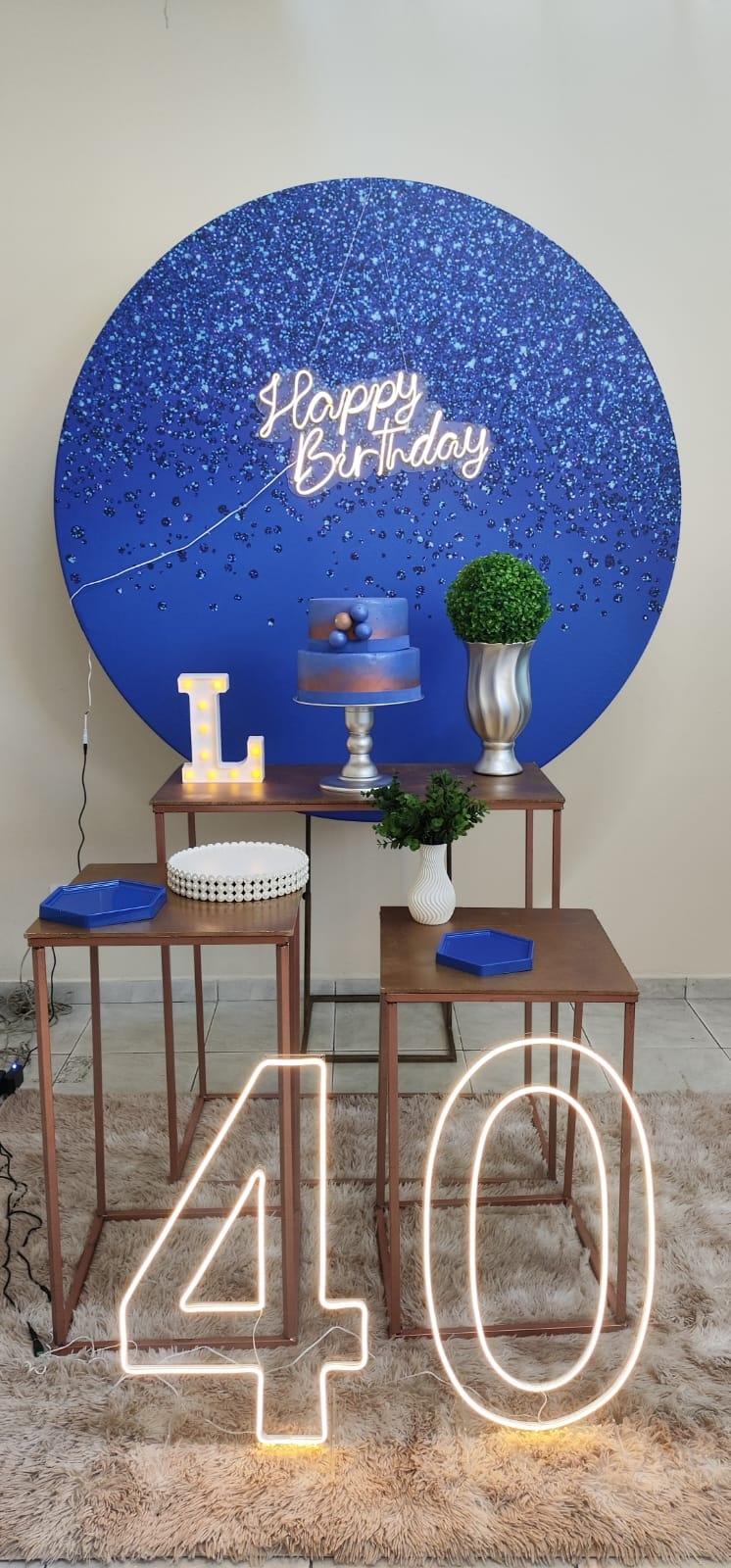 Azul com Glitter Masculino Kit Ouro