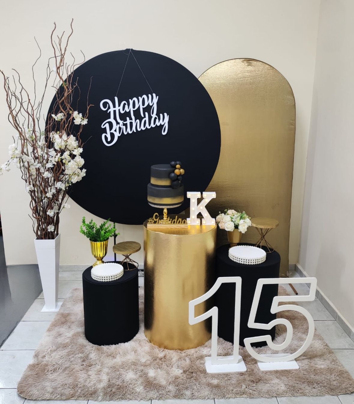 Preto com Dourado Feminino Kit Diamante