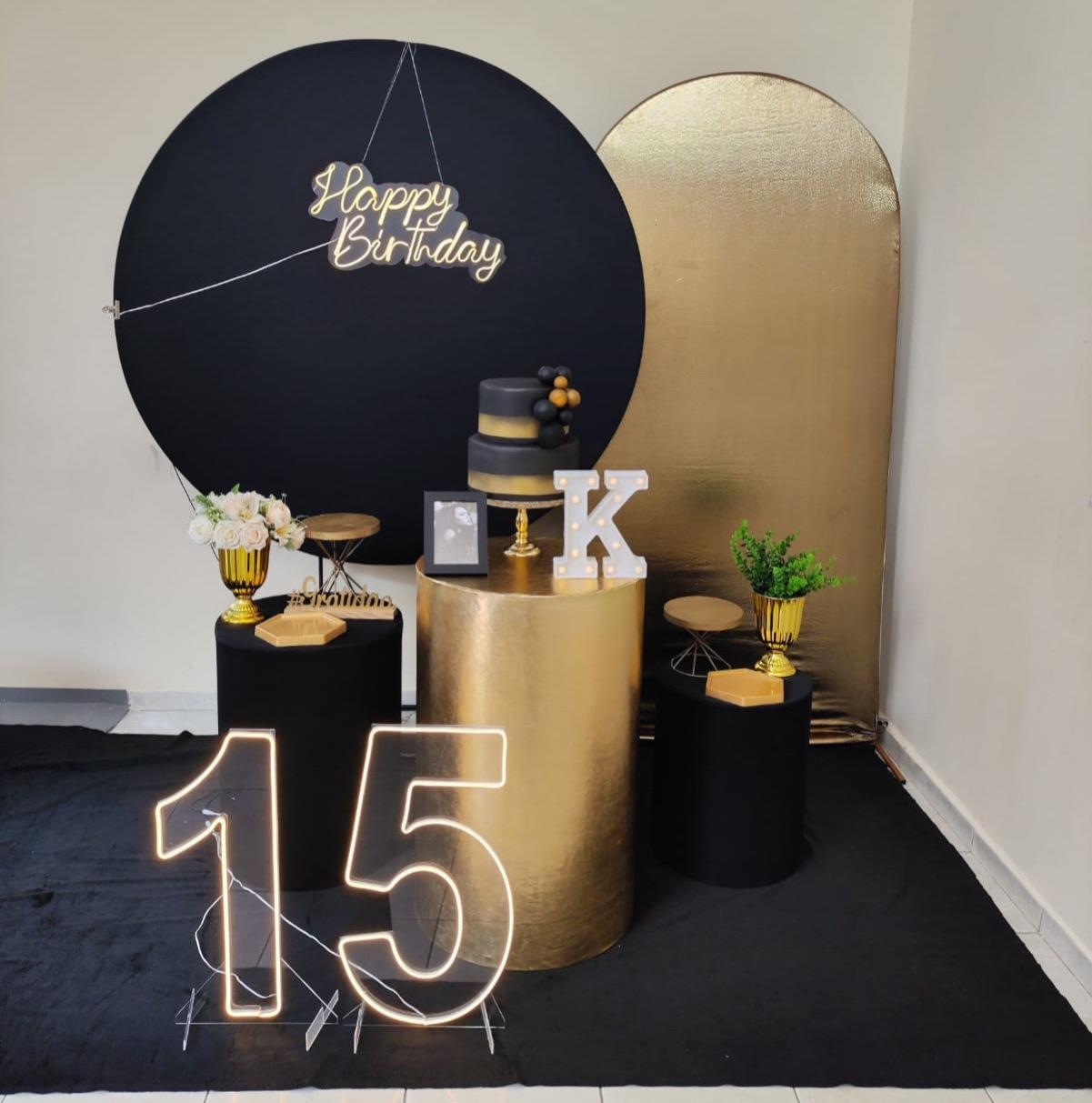 Preto com Dourado Feminino Kit Prata V