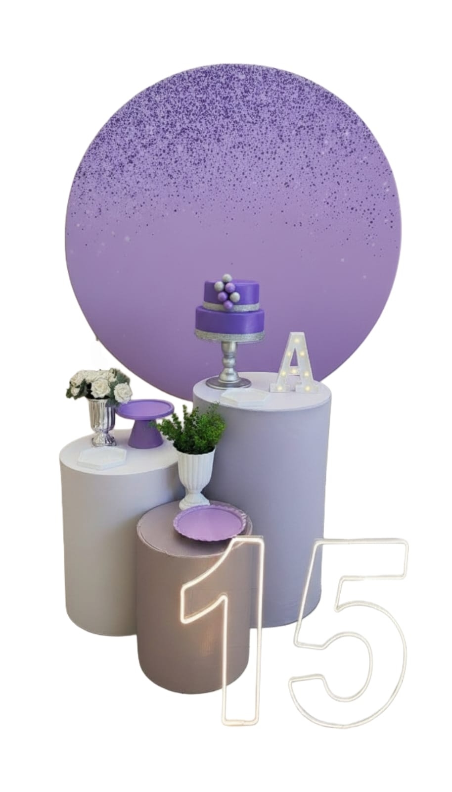 Glitter lilas Modelo 2  com Led Kit Prata II
