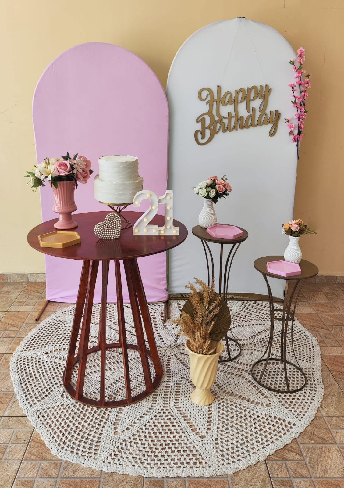 Rosa e Branco Liso Kit Diamante