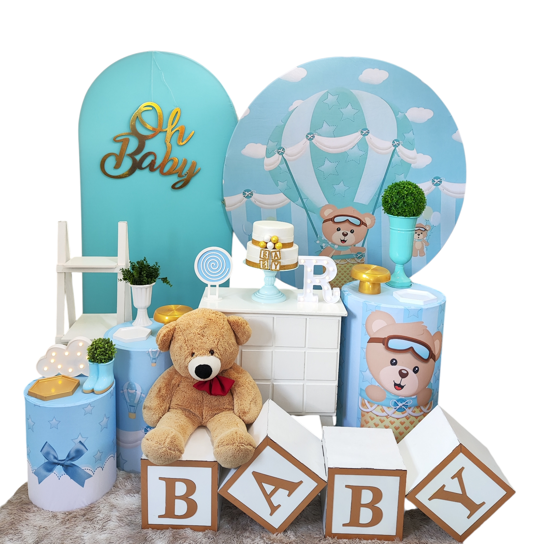 Chá de Bebê Menino Urso Baloeiro Kit Diamante