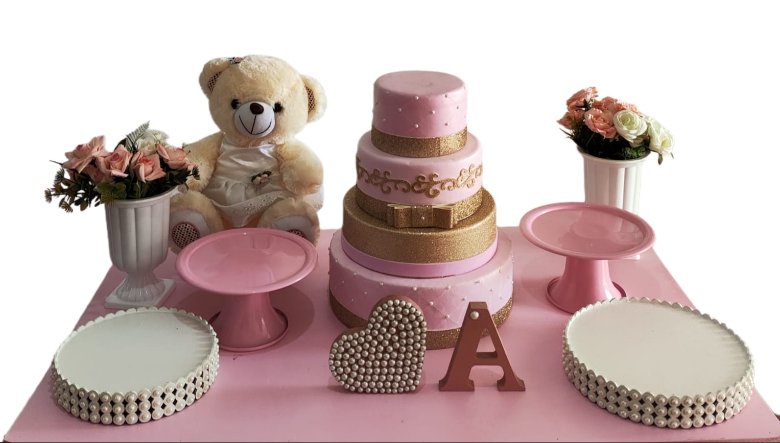 Chá de Bebê Menina Urso com Coroa Kit Cantinh