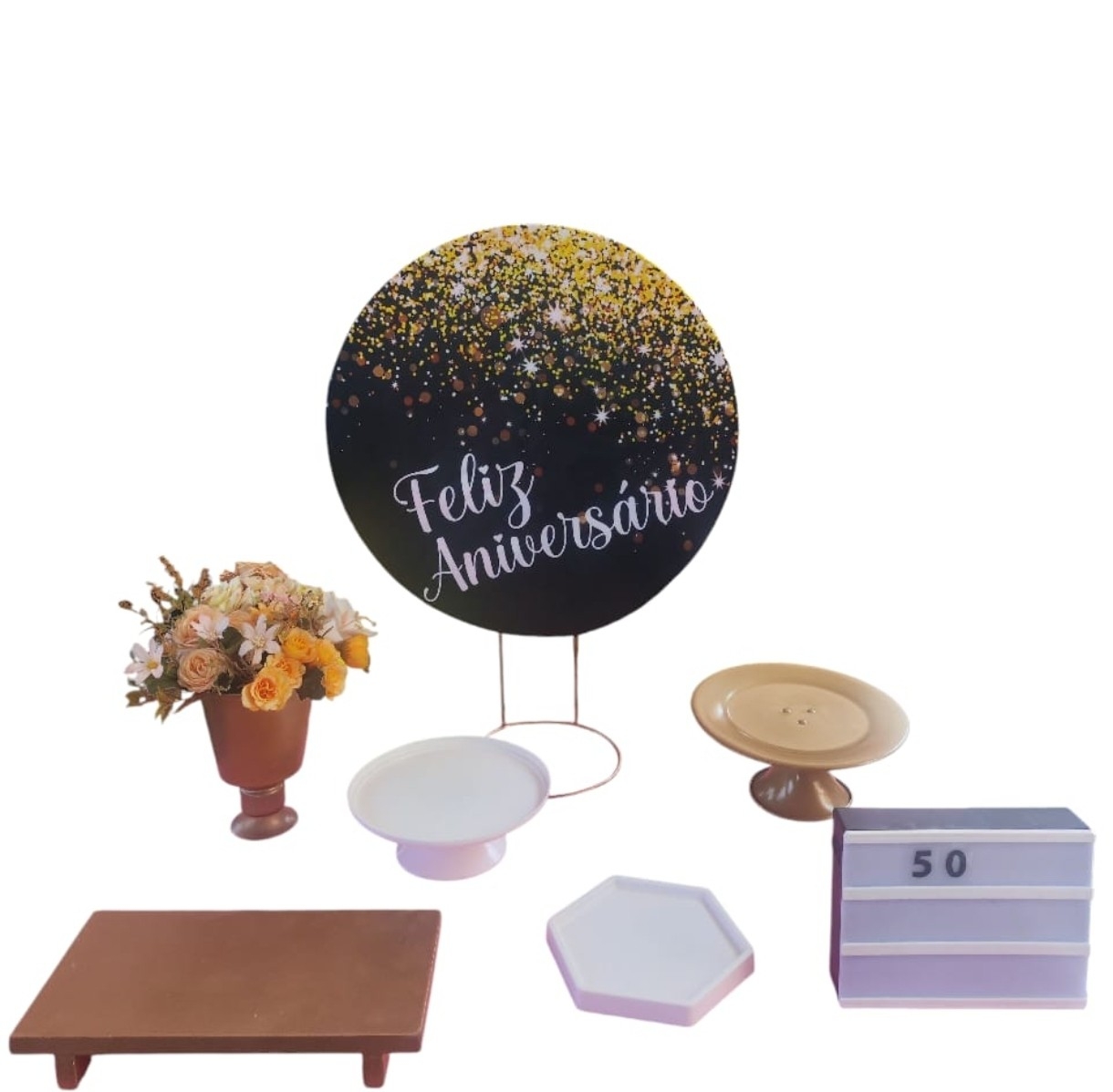 Preto com dourado Feminino Mini Kit