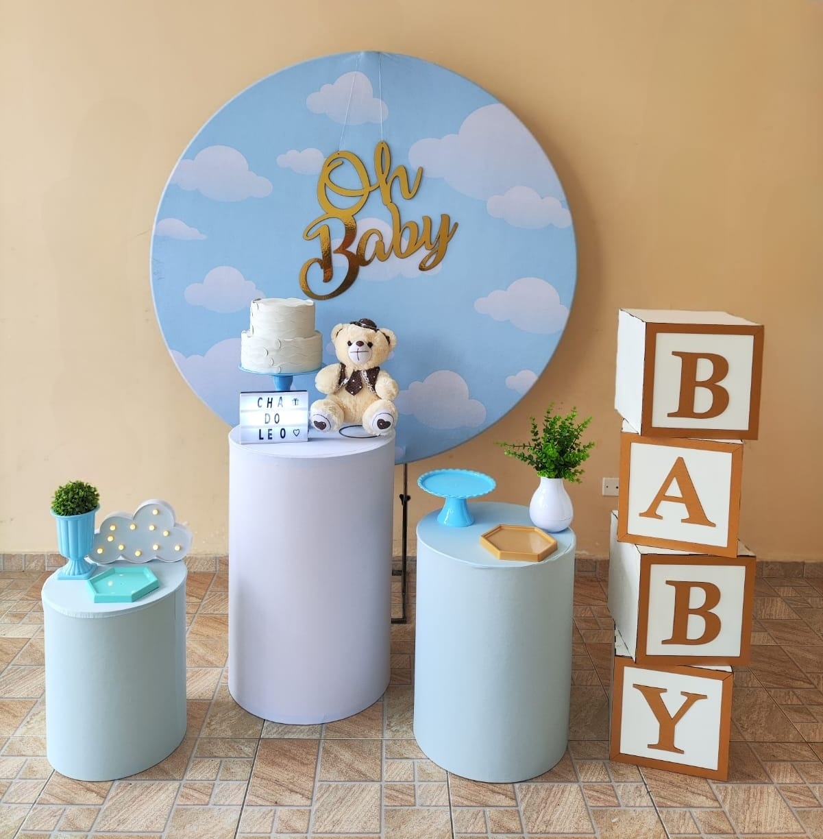 Chá de bebê Menino Nuvens Kit Bronze