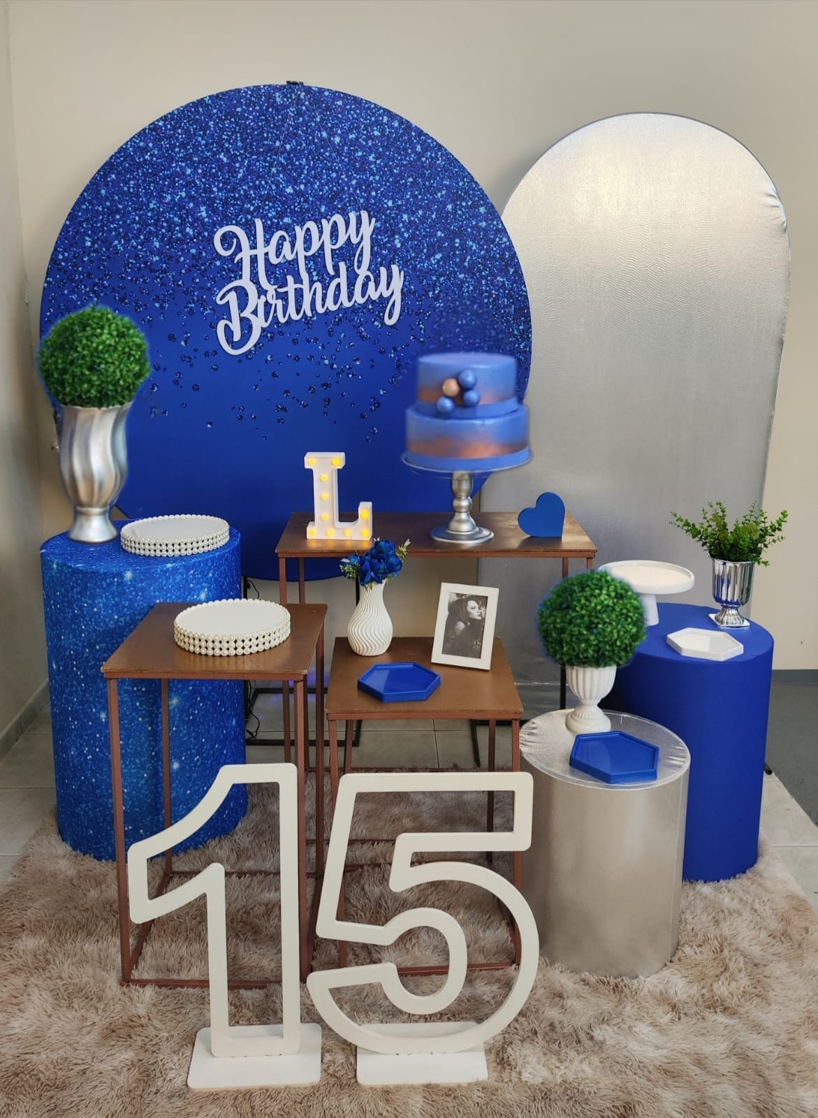 Azul com Glitter Masculino Kit Diamante