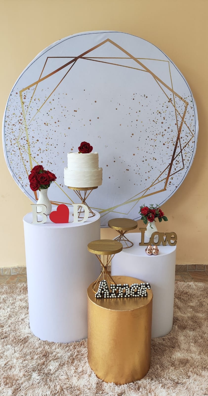 Casamento e Noivado Branco com Glitter e Dour