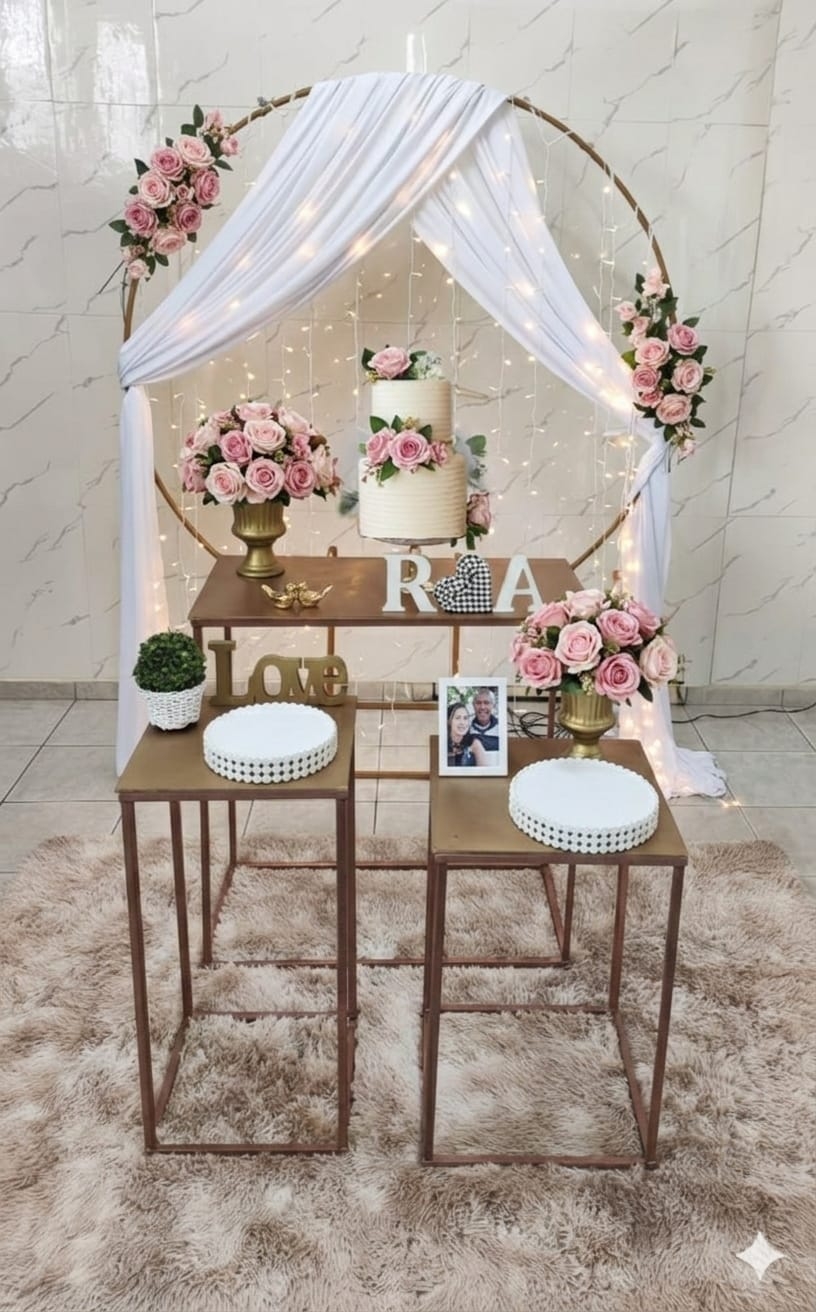  Casamento e Noivado Cortina de led flor Rosa