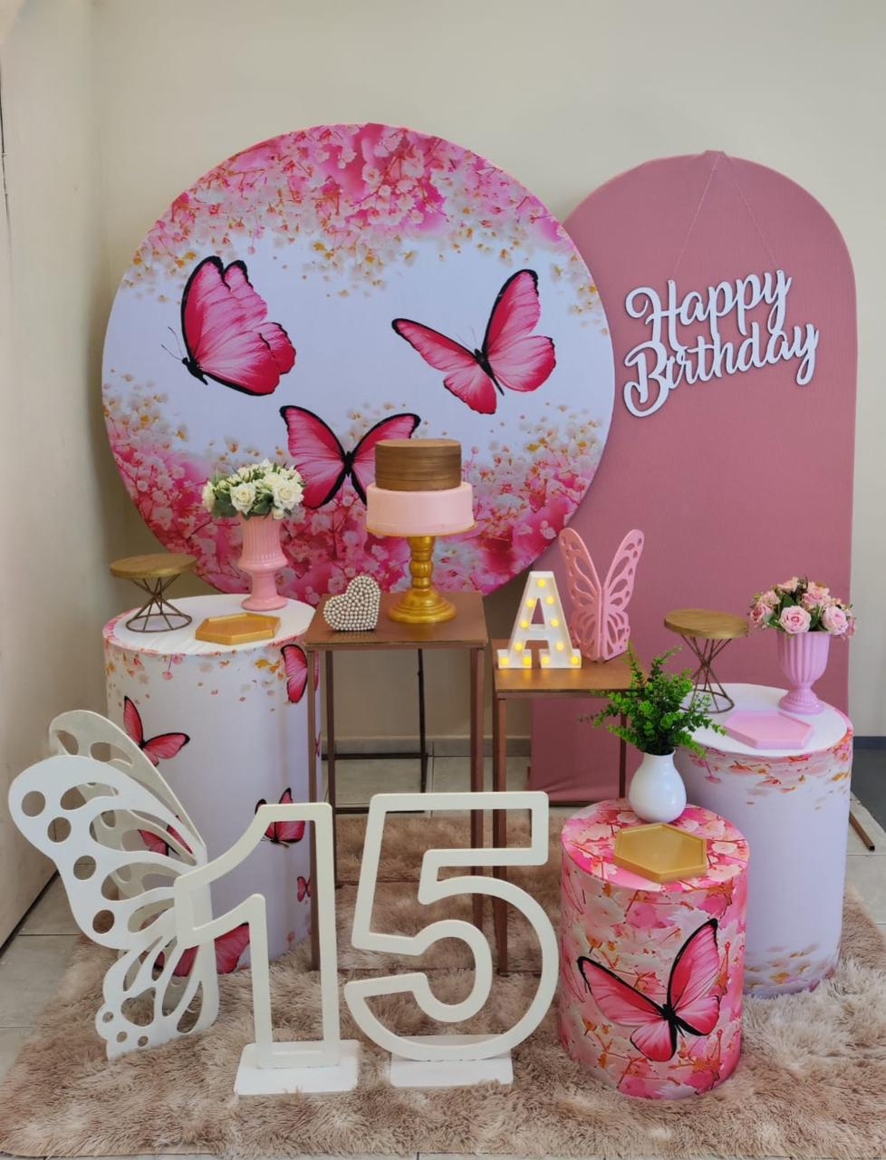 15 Anos Borboleta Rosa Kit Diamante