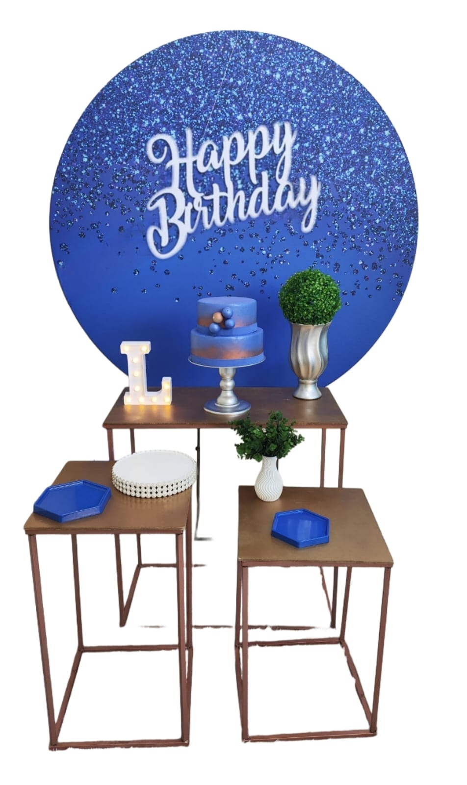 Azul com Glitter Masculino Kit Ouro