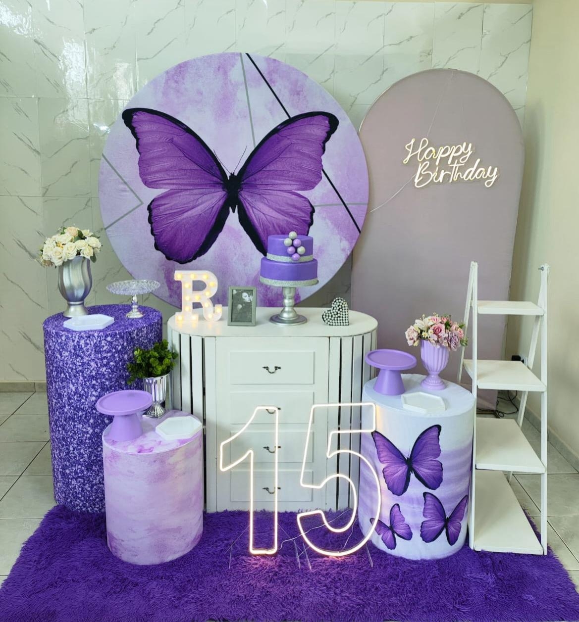 15 Anos Borboleta Roxa Kit Diamante