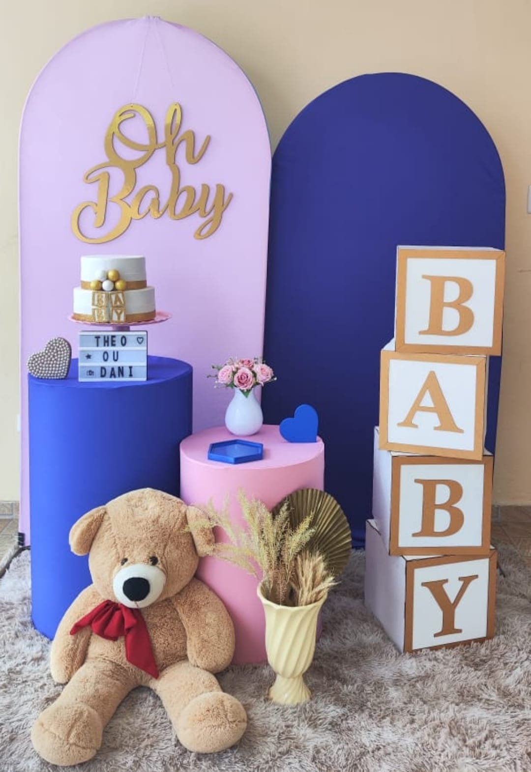 Chá Revelação Liso Rosa e Azul Claro Kit Diam