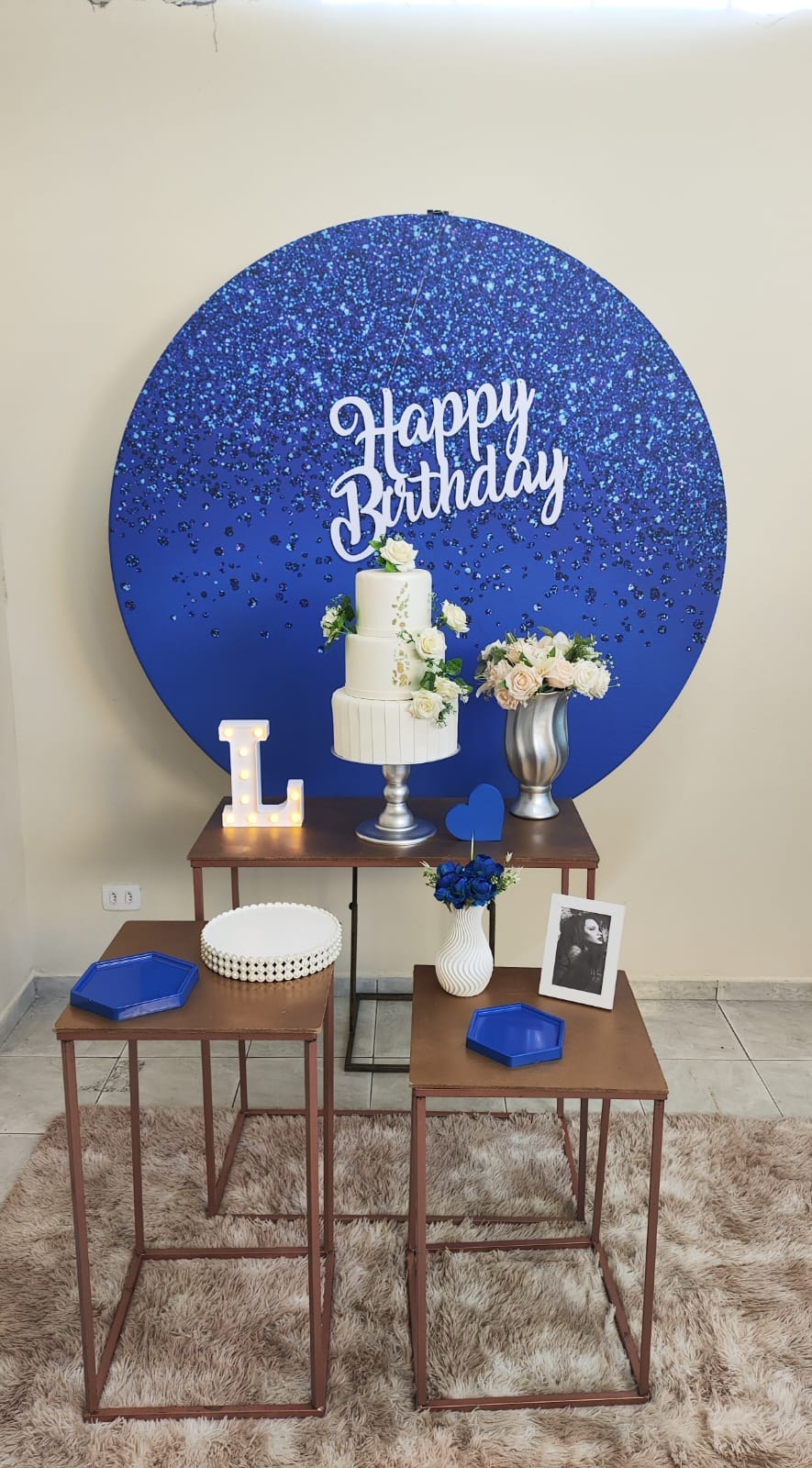 Azul com Glitter Feminino Kit Ouro