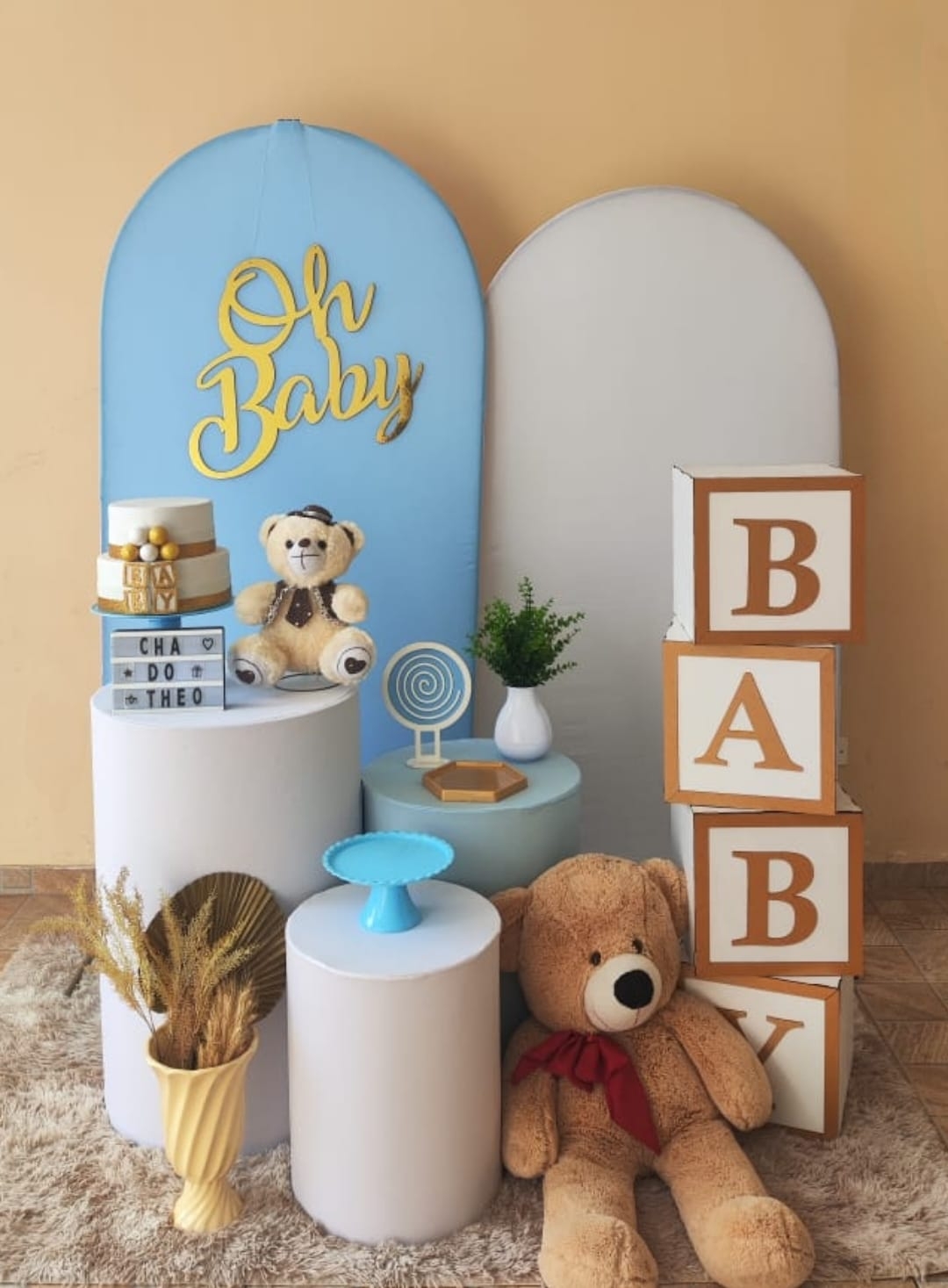 Chá de Bebê Menino Capa Azul Kit Prata