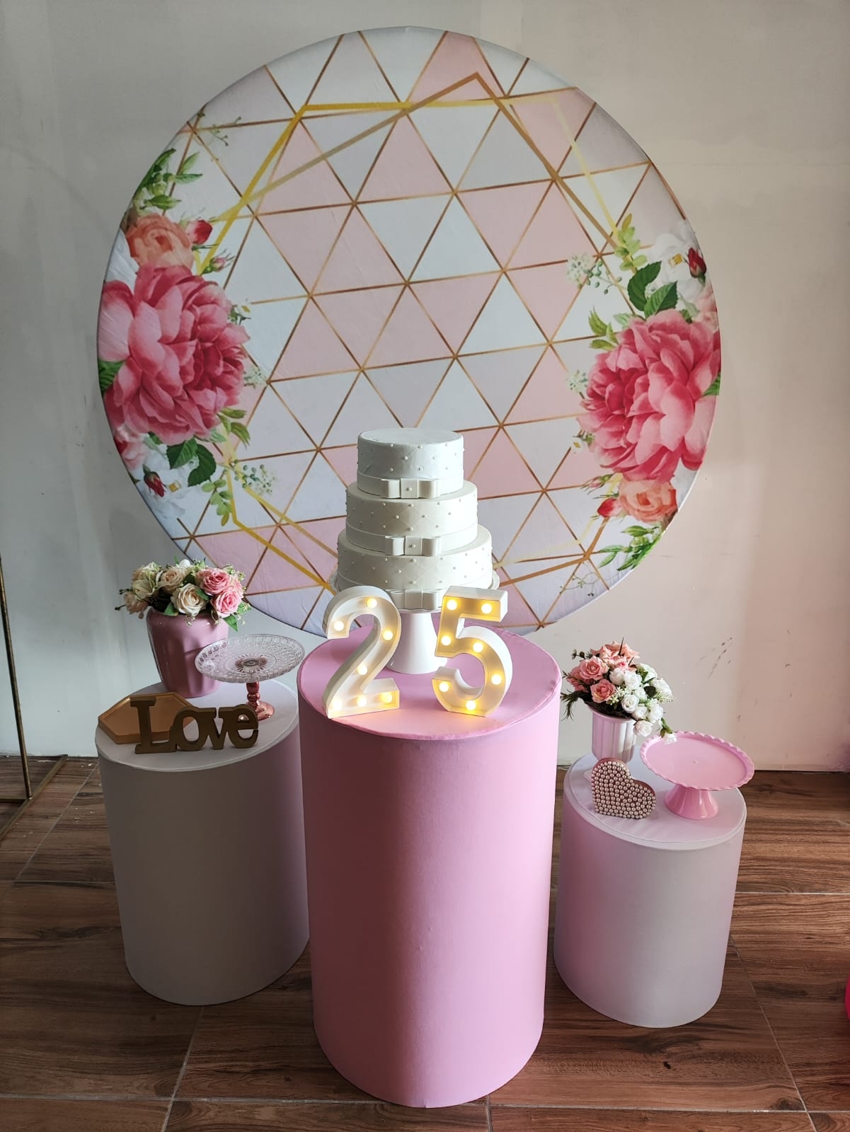 Aniversário Adulto Feminino Floral Rosa Kit B