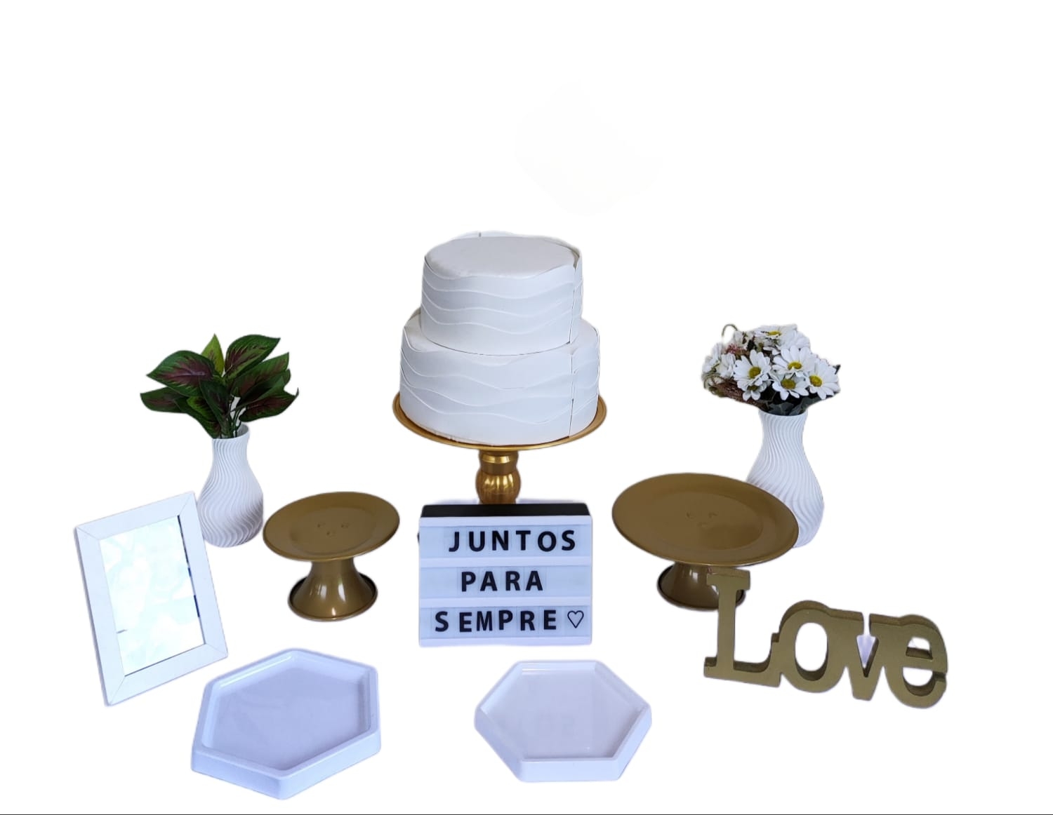  Casamento e Noivado Branco com Folhas Kit Ca