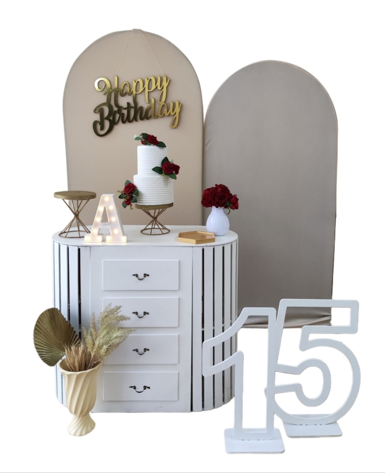 Aniversário Branco com Bege Kit Diamante