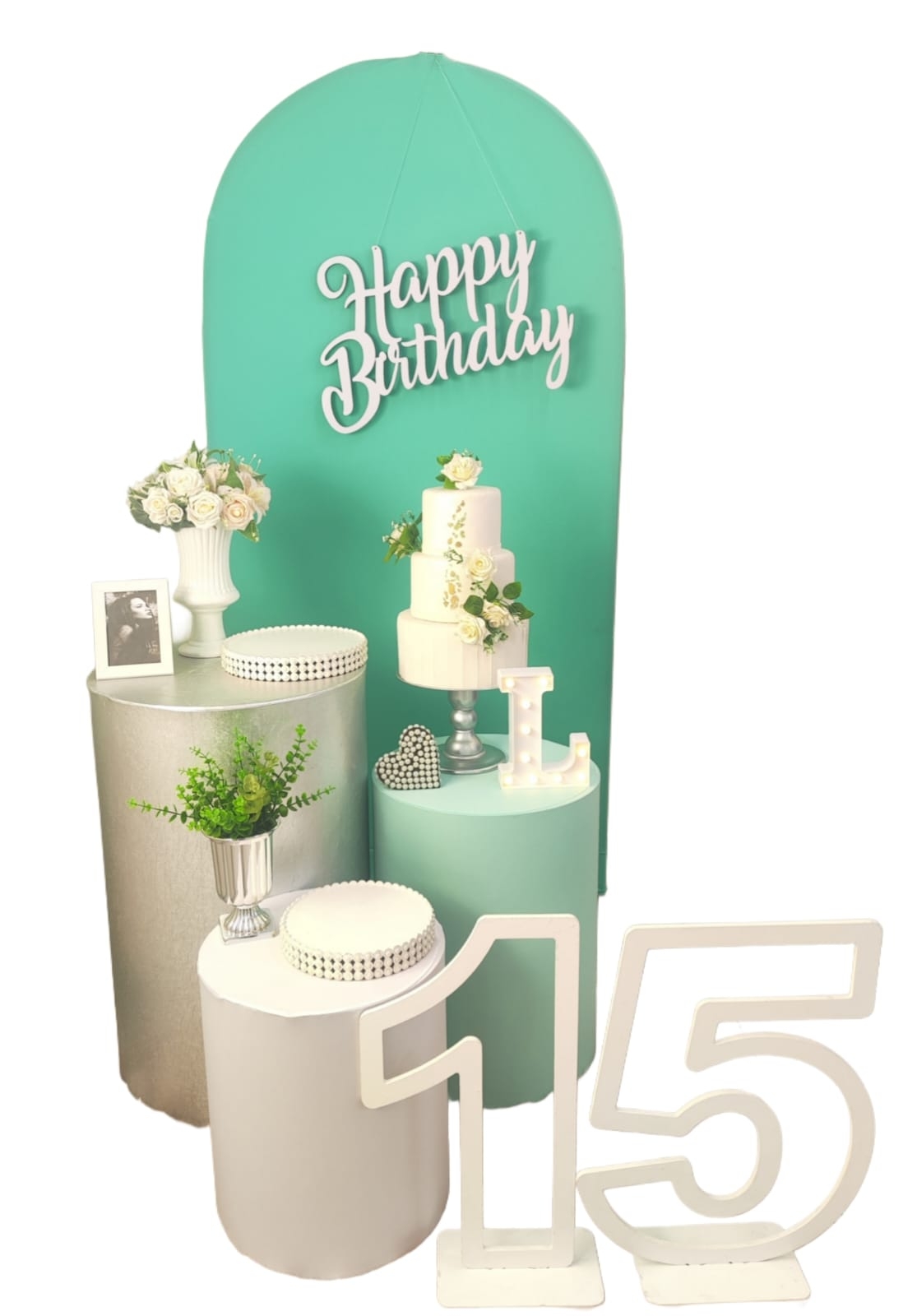 Verde com Branco Kit Prata