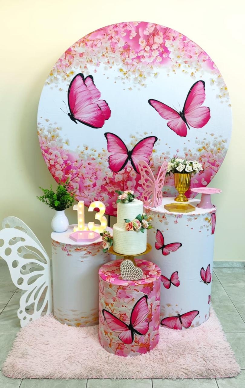  Borboleta Rosa Kit Prata