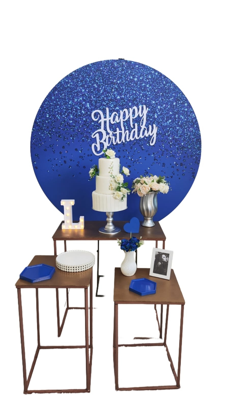 Azul com Glitter Feminino Kit Ouro