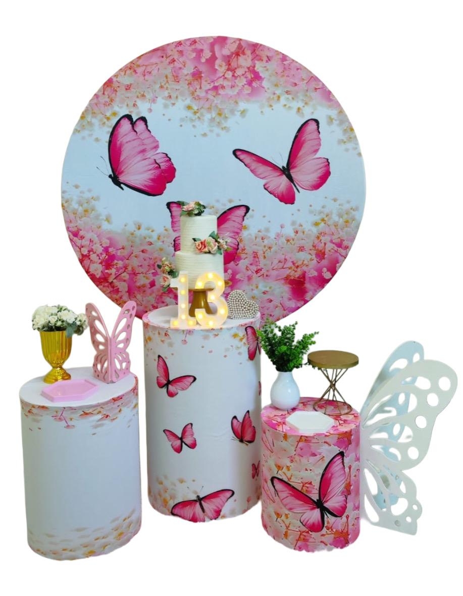  Borboleta Rosa Kit Prata