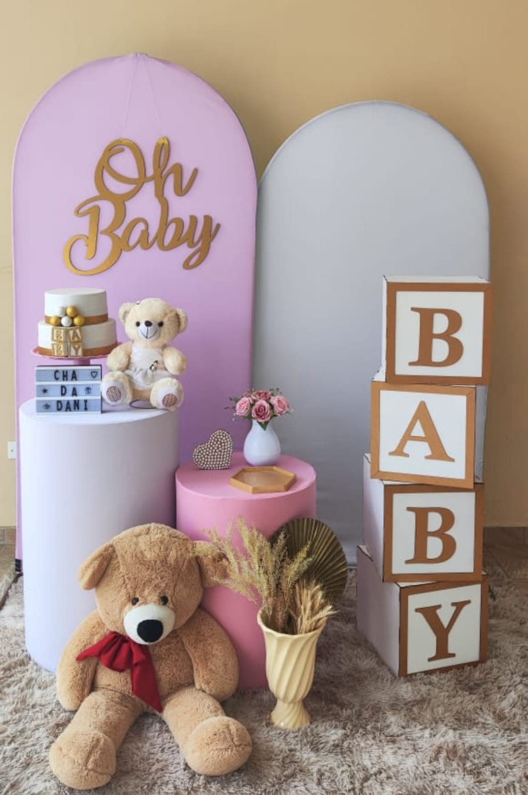 Chá de Bebê Menina Capa Rosa Kit Ouro II