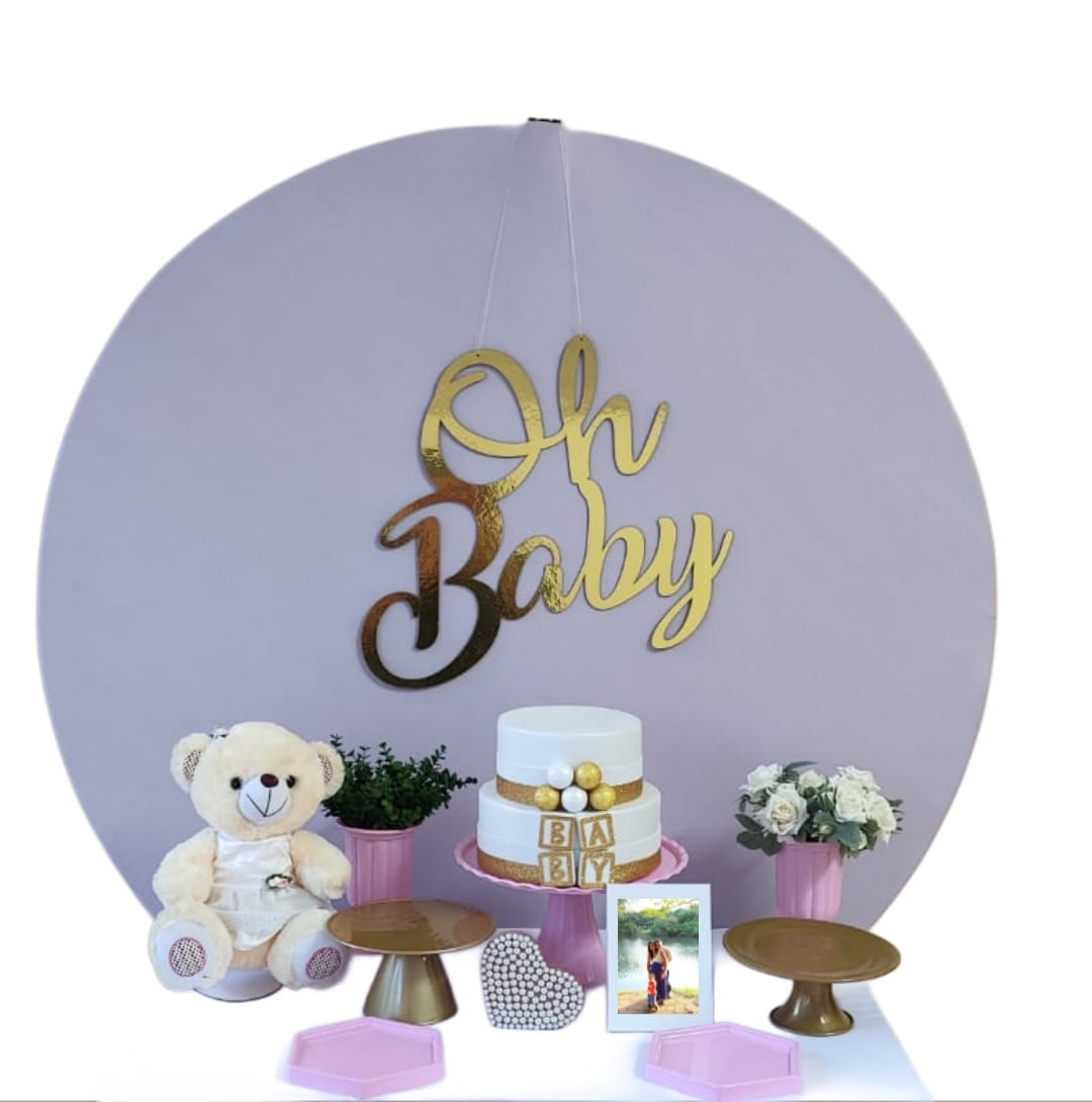 Chá de Bebê Menina Capa Rosa Kit Bronze