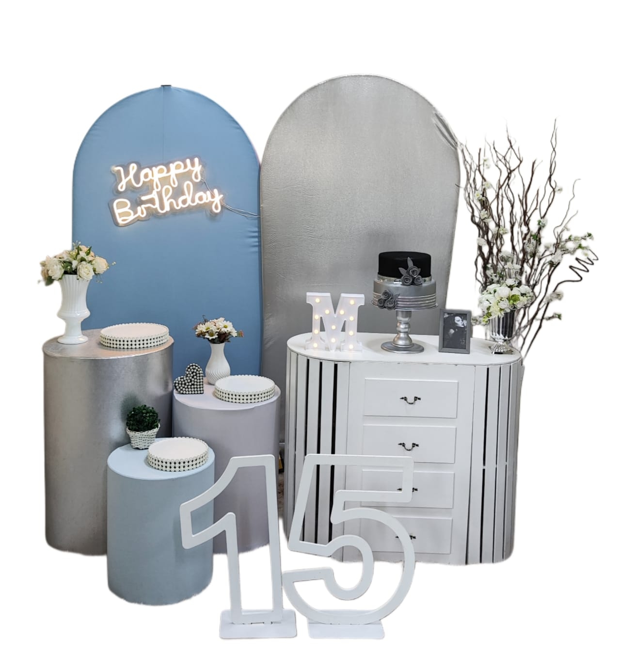 Azul Claro com Prata Feminino Kit Diamante