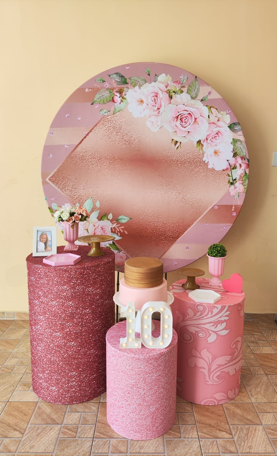 Rose com Flores Kit Prata