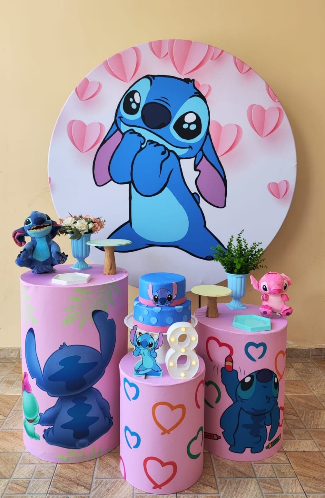 Stitch corações Kit Prata
