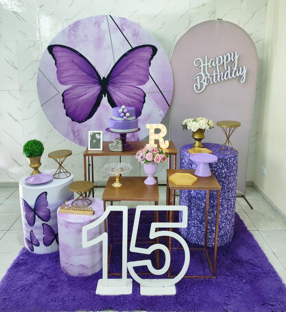 15 Anos Borboleta Roxa Kit Diamante