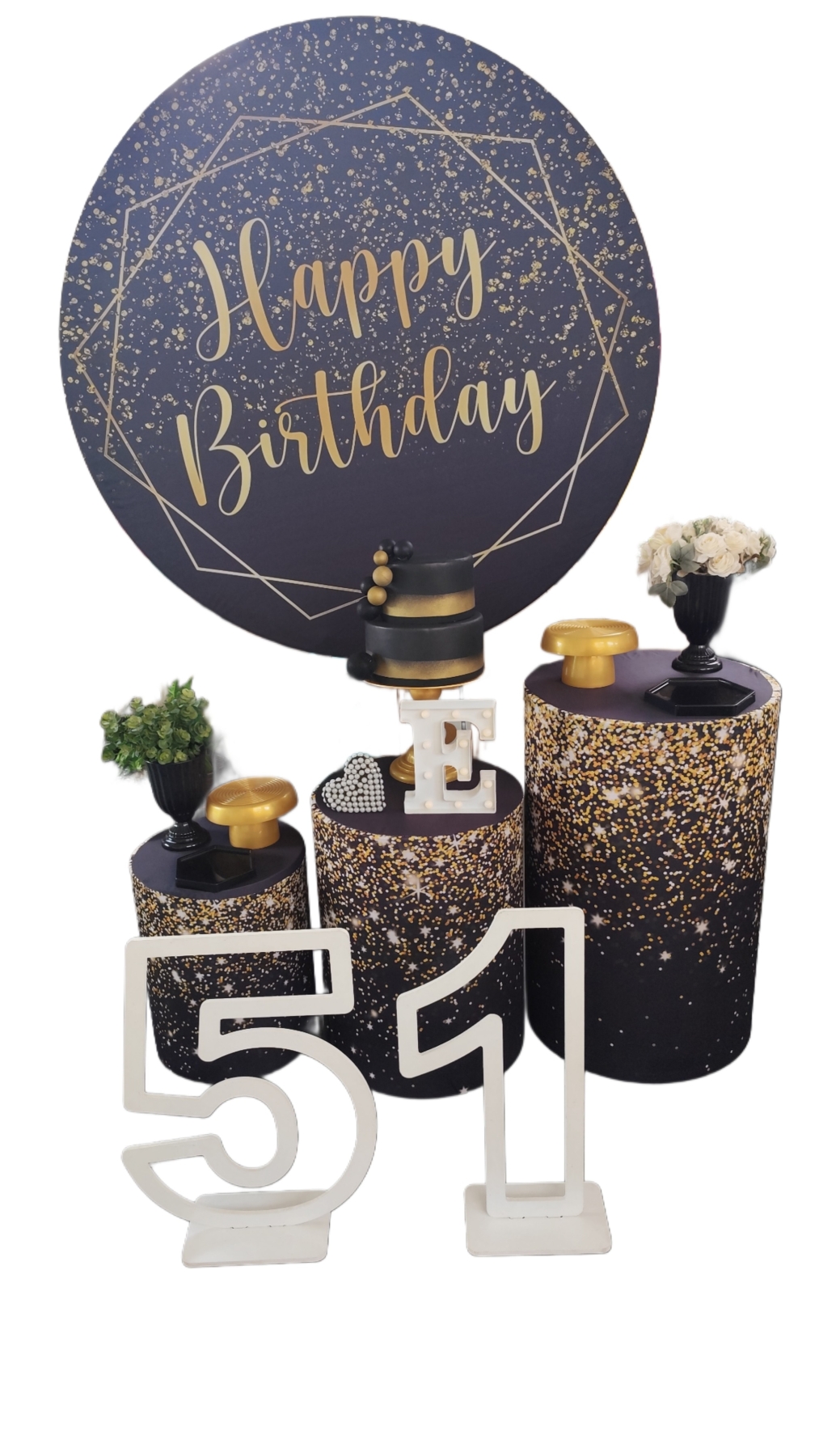 Preto com Dourado Feminino Kit Prata 