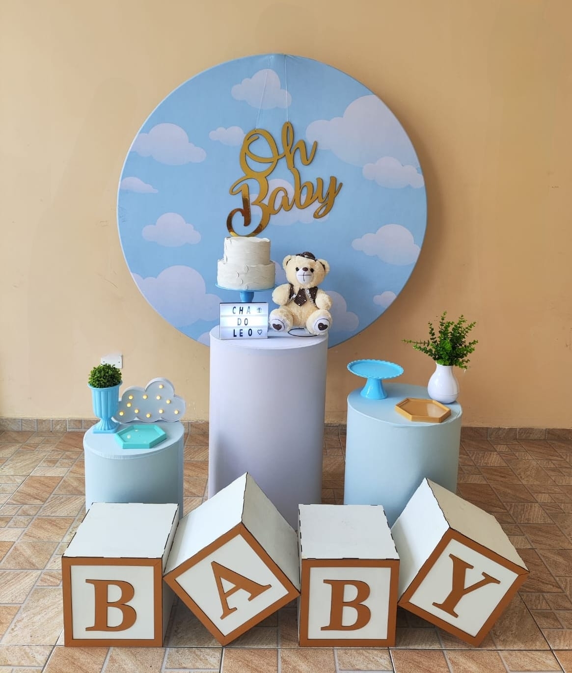 Chá de bebê Menino Nuvens Kit Bronze