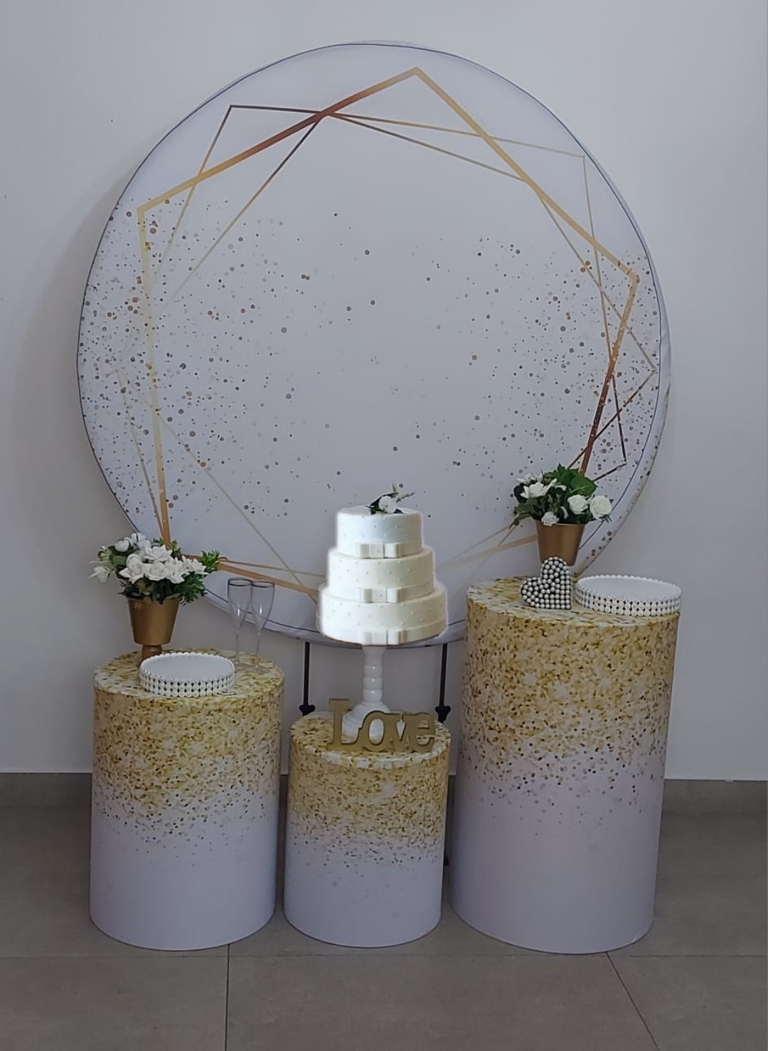 Casamento e Noivado Branco com Glitter e Dour