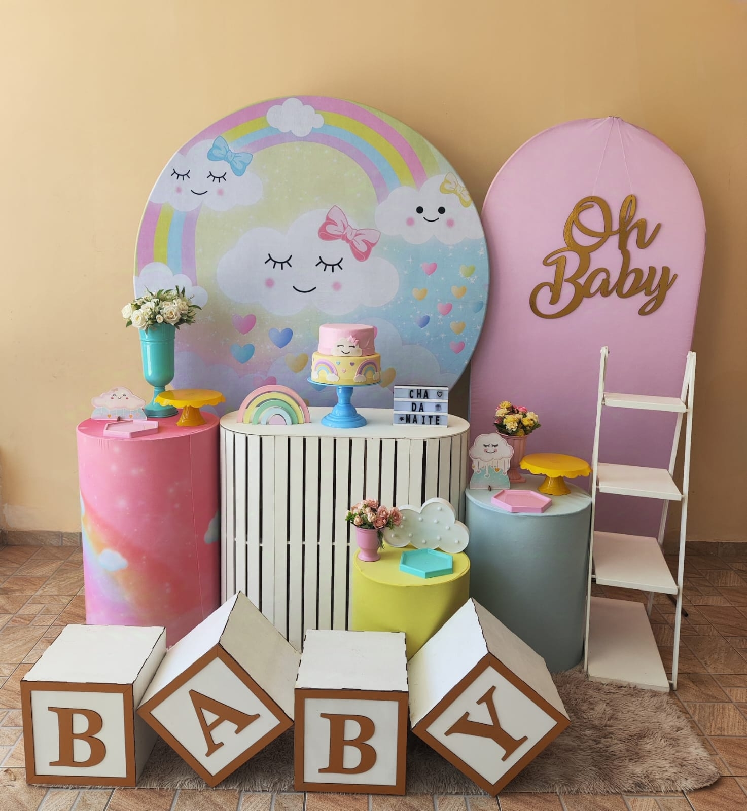 Chá de bebê Menina Chuva de Amor Kit Diamante